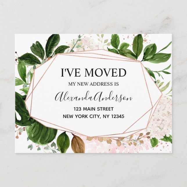 Budget Moving Announcement Eucalyptus Greenery  Po Postcard (Front)