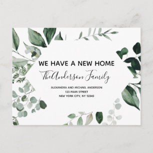 Budget Moving Announcement Eucalyptus Greenery Pos Postcard