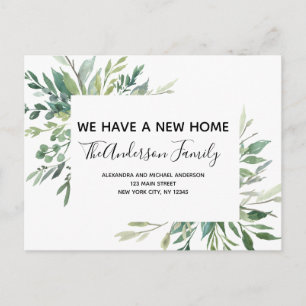 Budget Moving Announcement Eucalyptus Greenery Pos Postcard