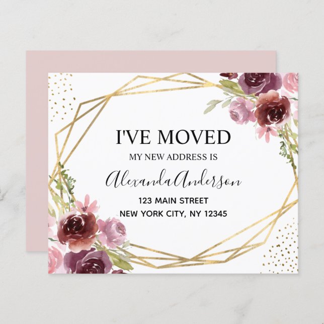 Budget Moving Announcement Floral Geometric (Front/Back)