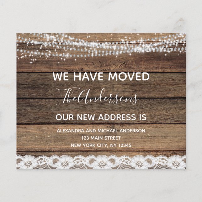 Budget Moving Announcement Rustic Farmhouse Wood (Front)