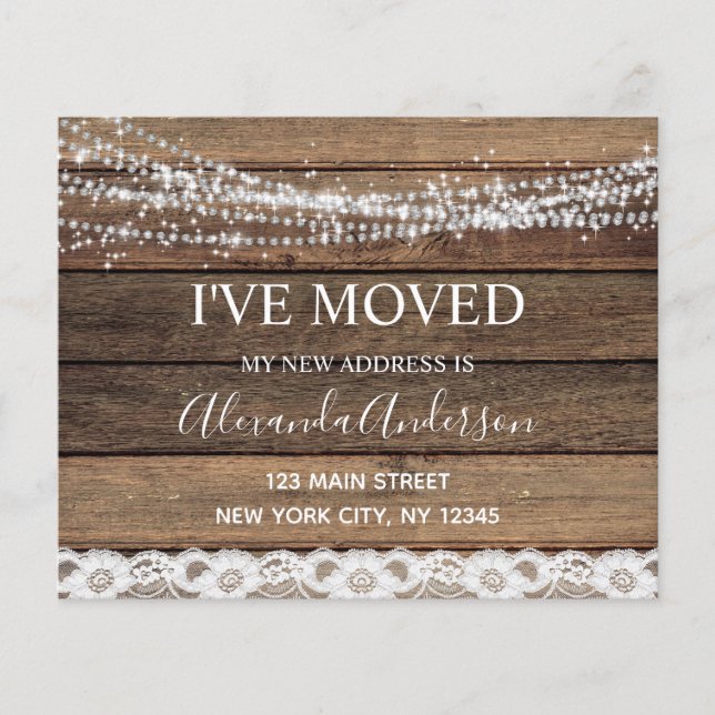 Budget Moving Announcement Rustic Farmhouse Wood (Front)