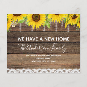 Budget Moving Announcement Rustic Sunflower Wood Flyer