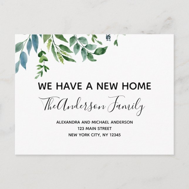 Budget Moving Announcement Spring Greenery Postcar Postcard (Front)