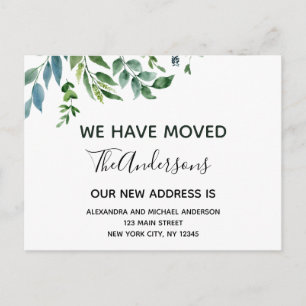 Budget Moving Announcement Spring Greenery Postcard