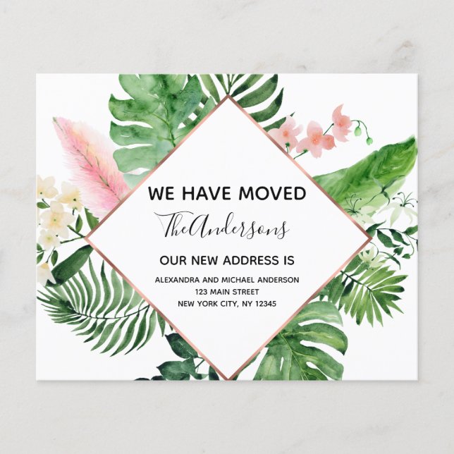 Budget Moving Announcement Tropical Floral (Front)