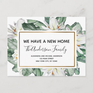 Budget Moving Announcement Tropical Floral Postcar Postcard
