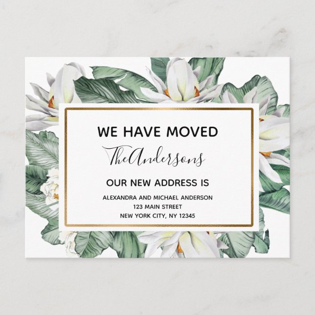 Budget Moving Announcement Tropical Floral Postcard (Front)