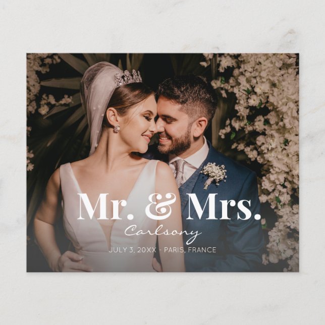 Budget Mr. & Mrs. Photo Wedding Announcement Flyer (Front)