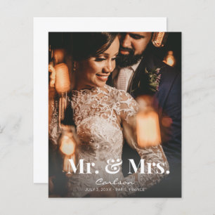 Budget Mr. & Mrs. Vertical Wedding Announcement