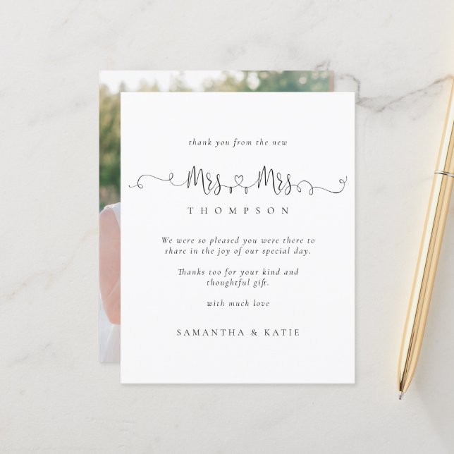 Budget Mrs Mrs Rings Photo Lesbian Wedding Thanks (Front/Back In Situ)