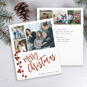 Budget multi 6 photo Merry Christmas Holiday Card