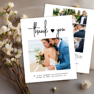 Budget multi photo modern simple wedding thank you