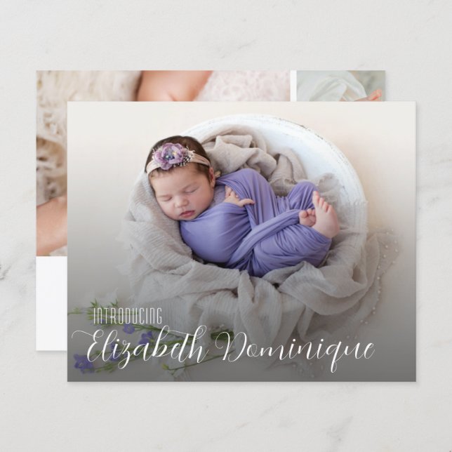 Budget Multiple Photo Birth Announcement (Front/Back)
