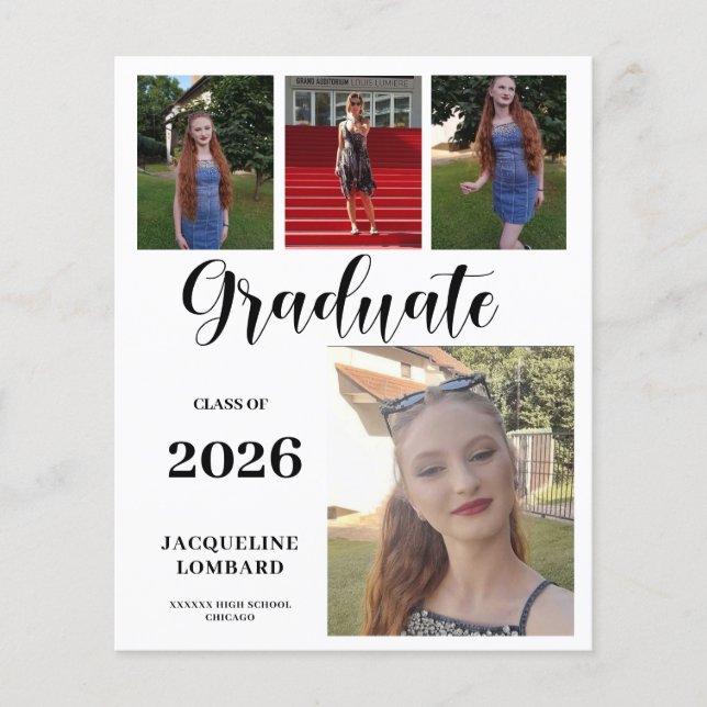 Budget Multiple Photos Graduation Announcement (Front)