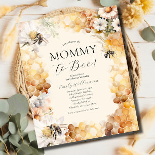 Budget Mummy To Bee Floral Baby Shower Invitation