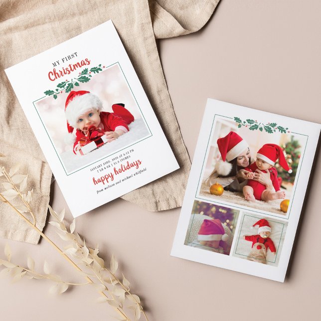 Budget My First Christmas Baby Photo Holiday Card (Creator Uploaded)