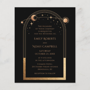 Budget Mystical Black Gold Sun Moon Photo Wedding Flyer