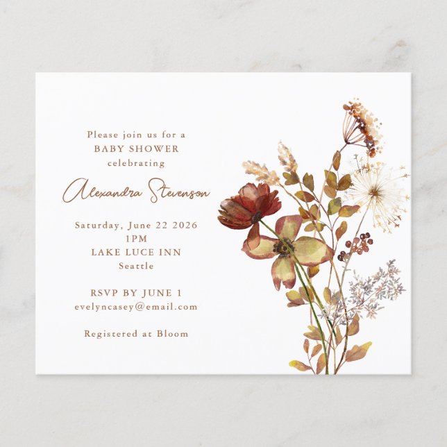 Budget Nature Flowers Baby Shower Invitation (Front)