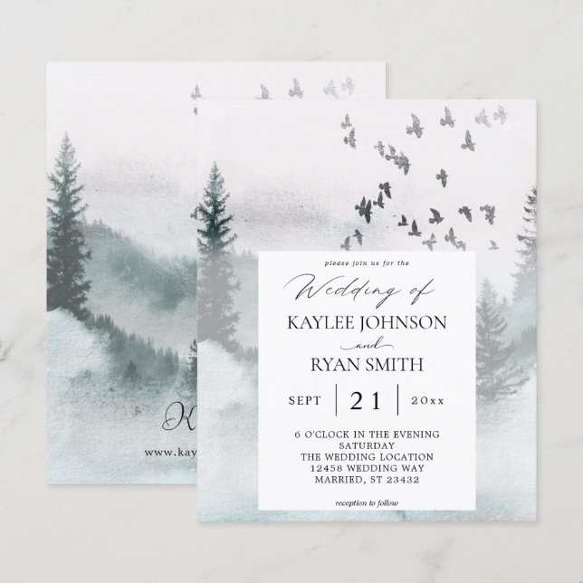Budget Nature Forest & Birds 2 Wedding (Front/Back)