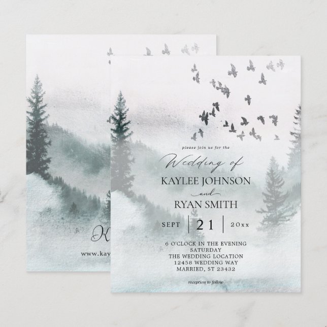 Budget Nature Forest & Birds Wedding (Front/Back)