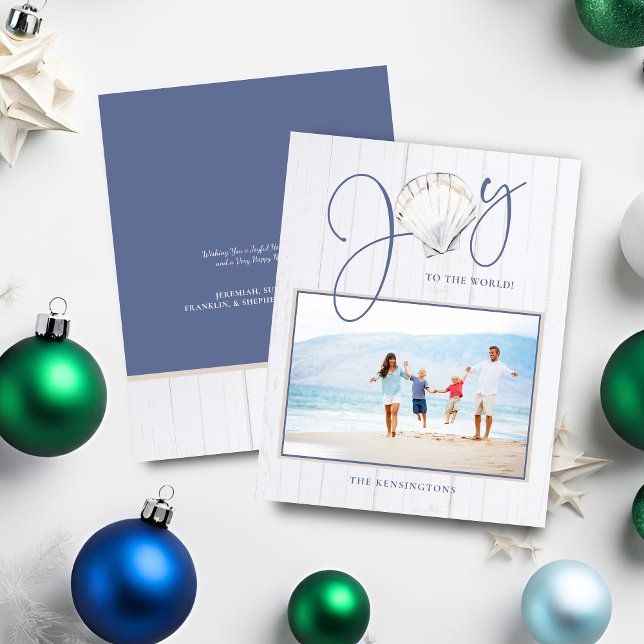 Budget Nautical Christmas Joy Shell Holiday Photo (Budget Nautical Christmas Joy Shell Holiday Photo)