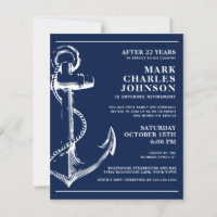 Budget Nautical Navy Anchor Retirement Invitation