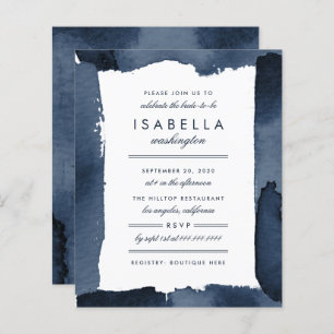 Budget Nautical Navy Blue Watercolor Bridal Shower
