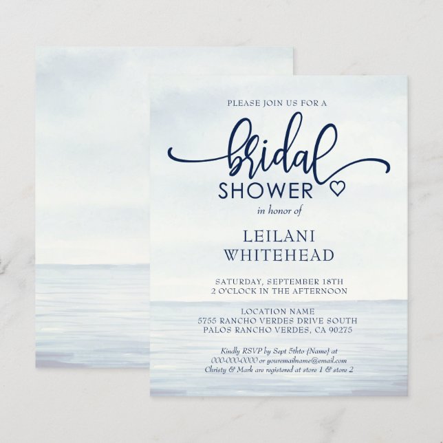 Budget Nautical Ocean Bridal Shower Invitation (Front/Back)