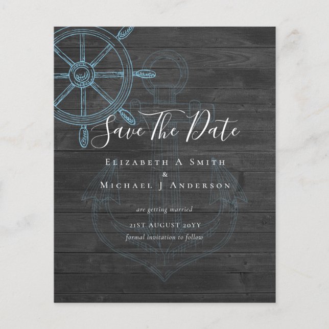 BUDGET Nautical PHOTO Save Dates Sea Beach Ocean Flyer (Front)