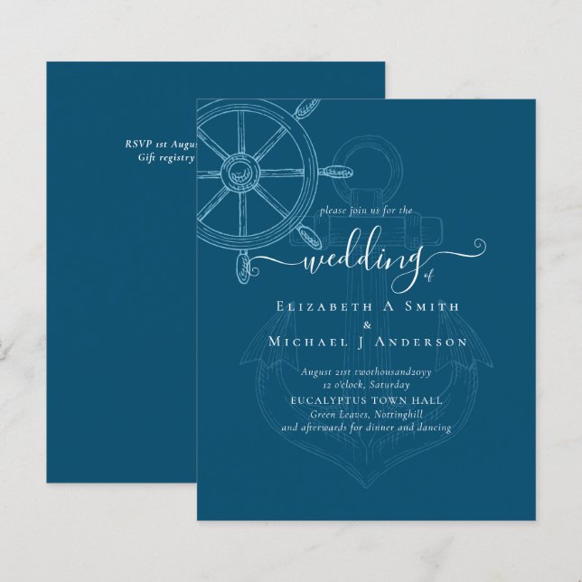 BUDGET  Nautical Ships Wheel Wedding (Front/Back)