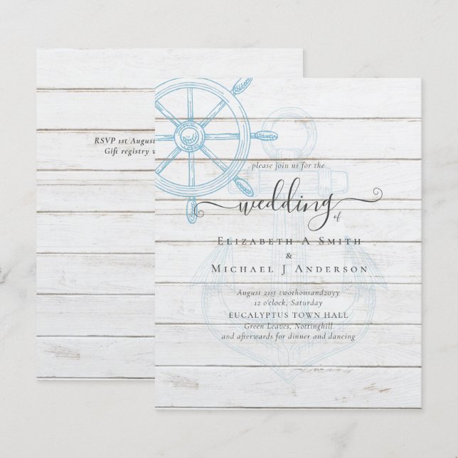 BUDGET  Nautical Ships Wheel Wedding (Front/Back)