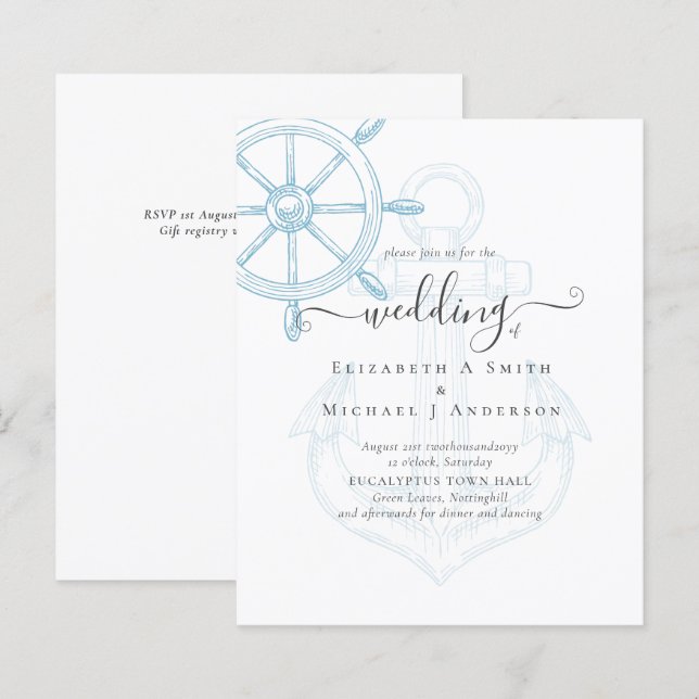 BUDGET  Nautical Ships Wheel Wedding (Front/Back)