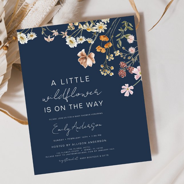 Budget Navy Blue A Little Wildflower Baby Shower (Creator Uploaded)