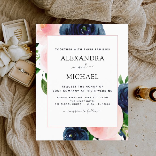 Budget Navy Blue Blush Pink Floral Wedding (Creator Uploaded)