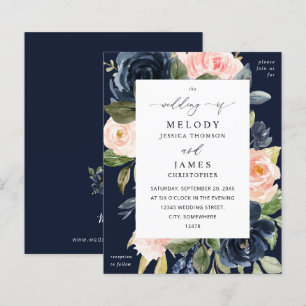 Budget Navy Blue & Blush Pink Floral Wedding Fall