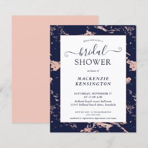 Budget Navy Blue Blush Pink Marble Bridal Shower