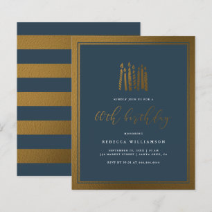 Budget Navy Blue & Gold Candles 60th Birthday