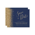 Budget Navy Blue Gold Glitter Save the Date