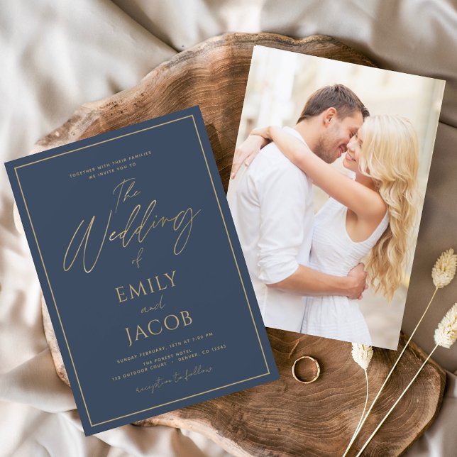Budget Navy Blue Gold Wedding Photo  (Creator Uploaded)