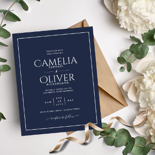 BUDGET Navy Blue MONOCHROME Wedding Flyer