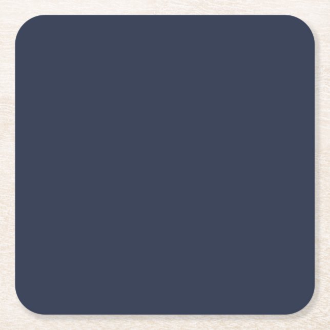BUDGET Navy Blue Monochrome WEDDING Square Paper Coaster (Front)