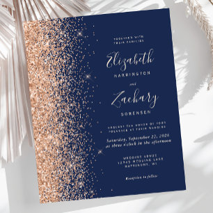 Budget Navy Blue Peach Faux Glitter Wedding