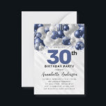 Budget Navy Blue Silver Balloon Glitter Birthday Card<br><div class="desc">Modern Glam Navy Blue Silver Balloon Glitter Sparkle Any Age Birthday Invitation</div>