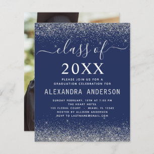 Budget Navy Blue Silver Photo Graduation 2023