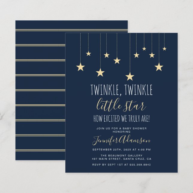 Budget Navy Blue Twinkle Little Star Baby Shower (Front/Back)