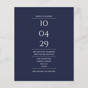 Budget Navy Blue Wedding Date Invitation