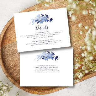 Budget Navy Blue Wedding Details Enclosure Card 
