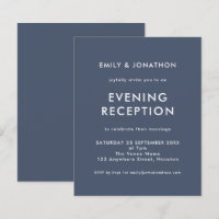 Budget Navy Blue Wedding Evening Reception invite