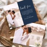 Budget Navy Blue Wedding Photo Thank You Cards<br><div class="desc">Budget Black and White Wedding Thank You Cards that have a photo on the front and back. The Thank you cards contain a modern hand lettered cursive script typography that are elegant,  simple and modern to use after you wedding day celebration.</div>